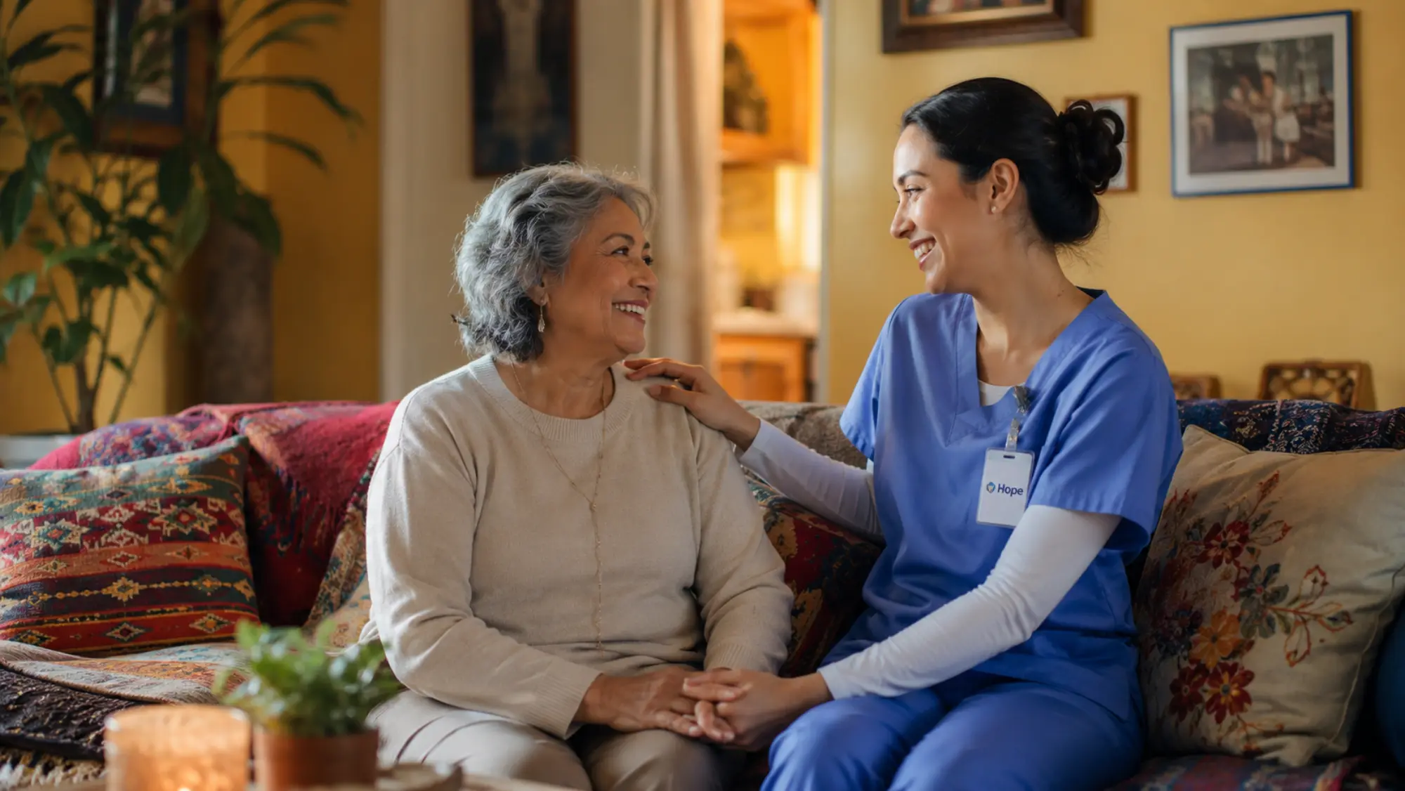 Senior receiving care at home
